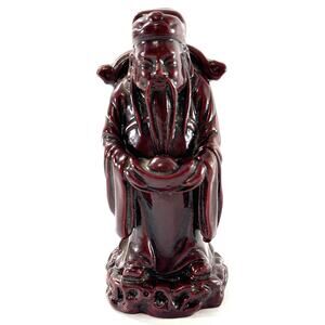 Vintage Chinese Shou Xing Longevity God Figurine Red Resin Statue 4.5”